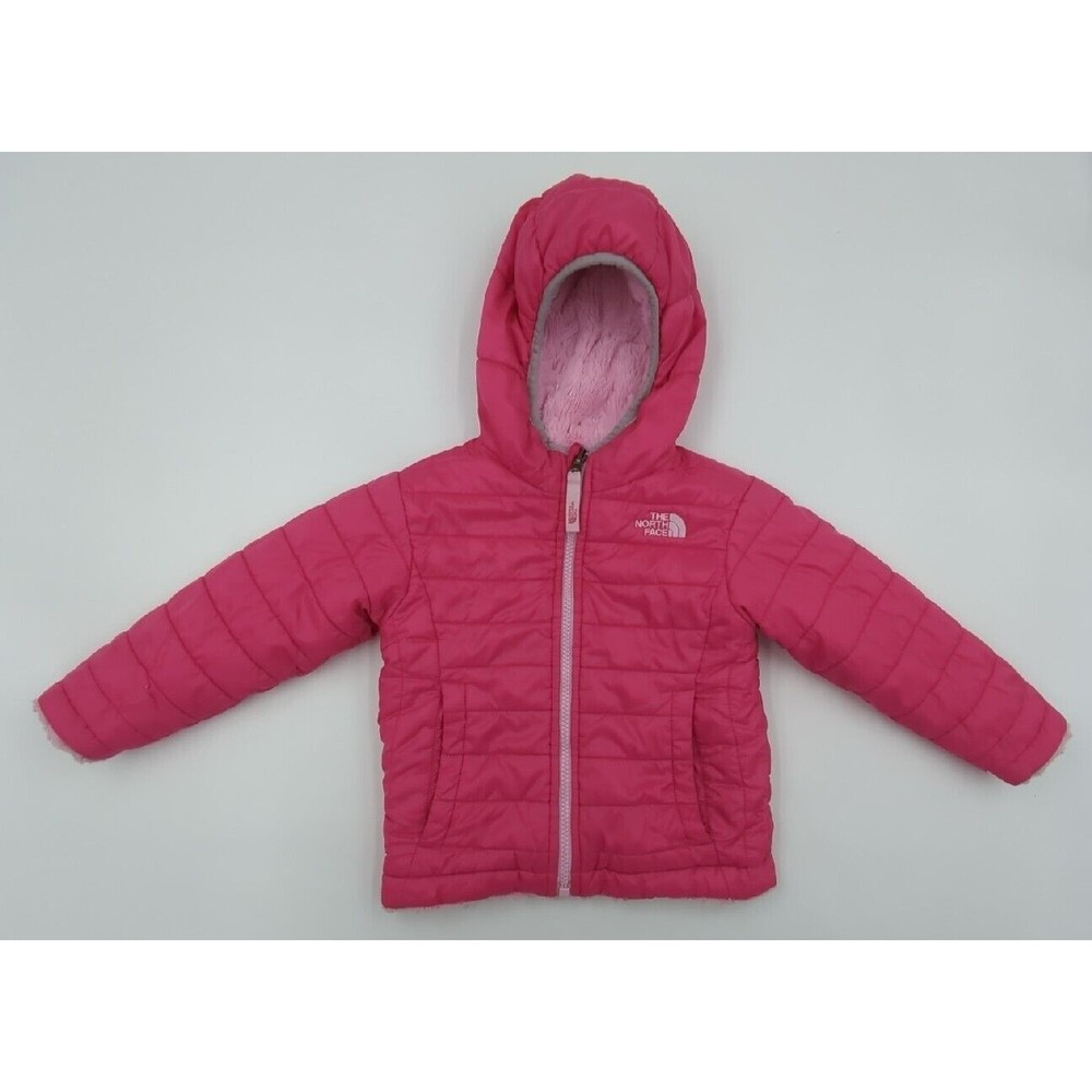The North Face Toddler Size 2T Mossbud Swirl Fleece Puffer Hood Jacket Coat Pink